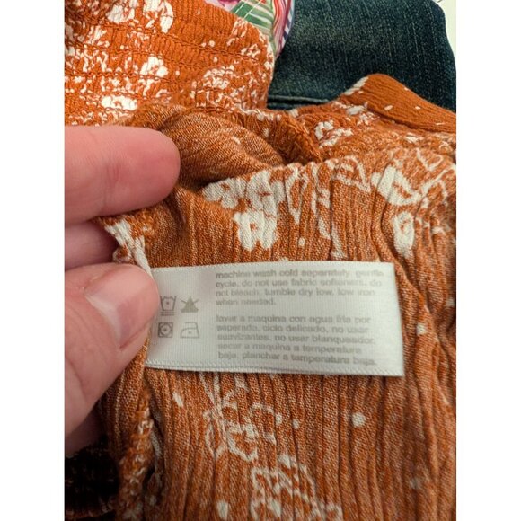 Three Dot Rust Floral Print Elastic Waist Pants - Picture 5 of 5